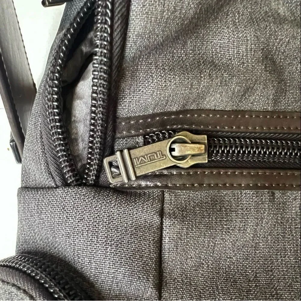 Tumi Alpha Bravo Knox Gray Brown Backpack Laptop Carryon Bag $595 MSRP